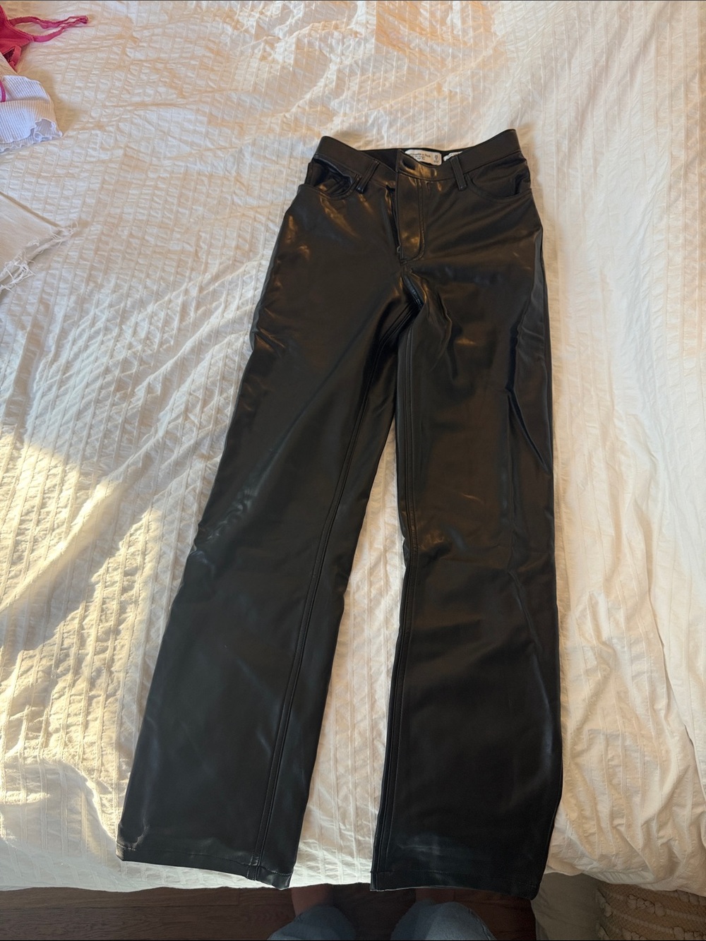 Abercrombie & Fitch Black Faux Leather Flare Jeans